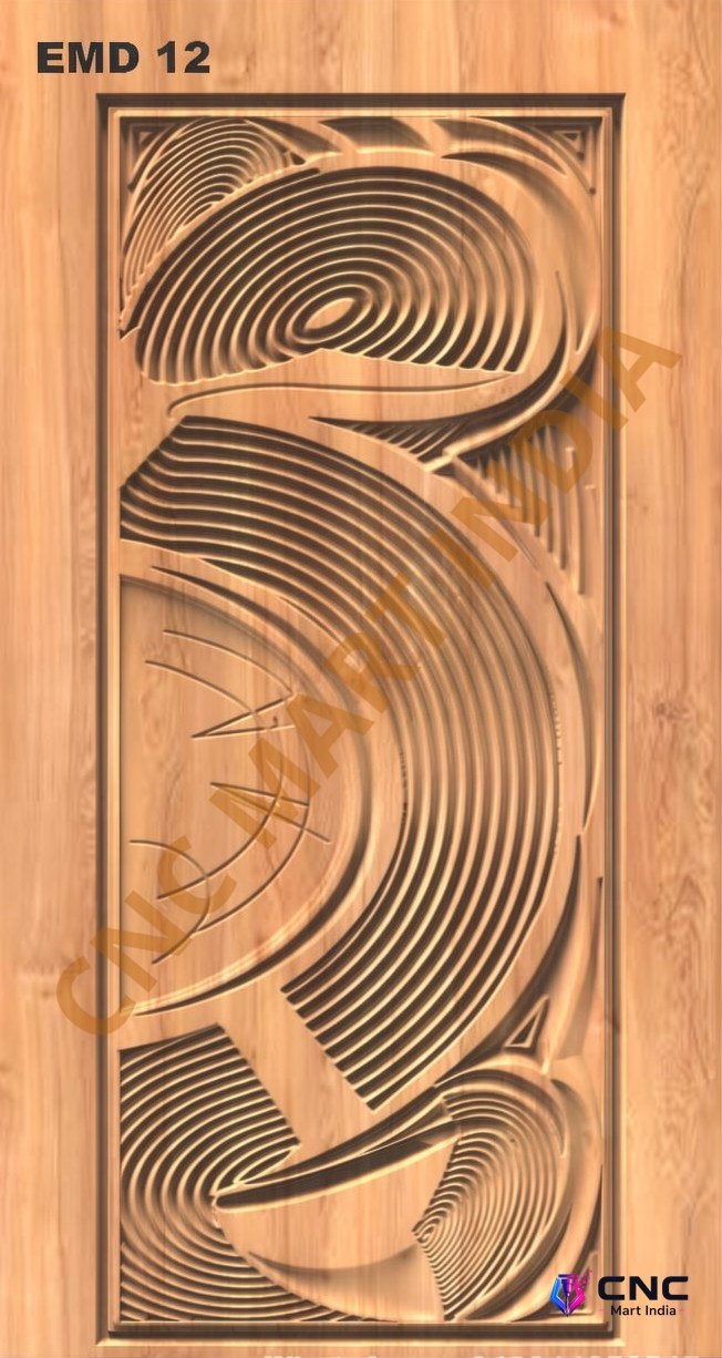 GSK EMBOSSING - EMD-12 Abstract Wave Geometric Carved Wood Door 3D Model